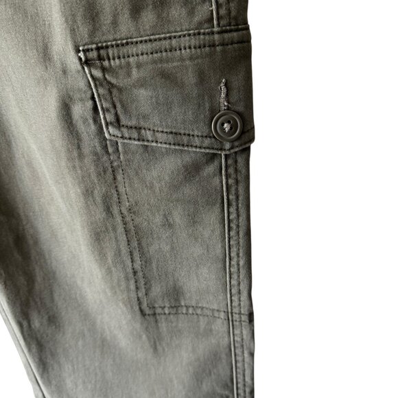 Land's End Sz 6 Carpenter Utility Cargo Tapered Jeans Chino Pants Pockets Green - Picture 6 of 15